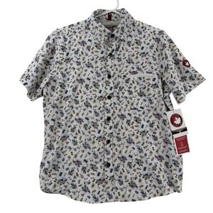 Canada Weathergear Shirt Mens Small White Tropical Short Sleeve Button Up NWT